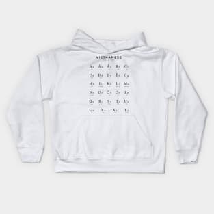 Vietnamese Alphabet Chart, Vietnam Language Chart, White Kids Hoodie